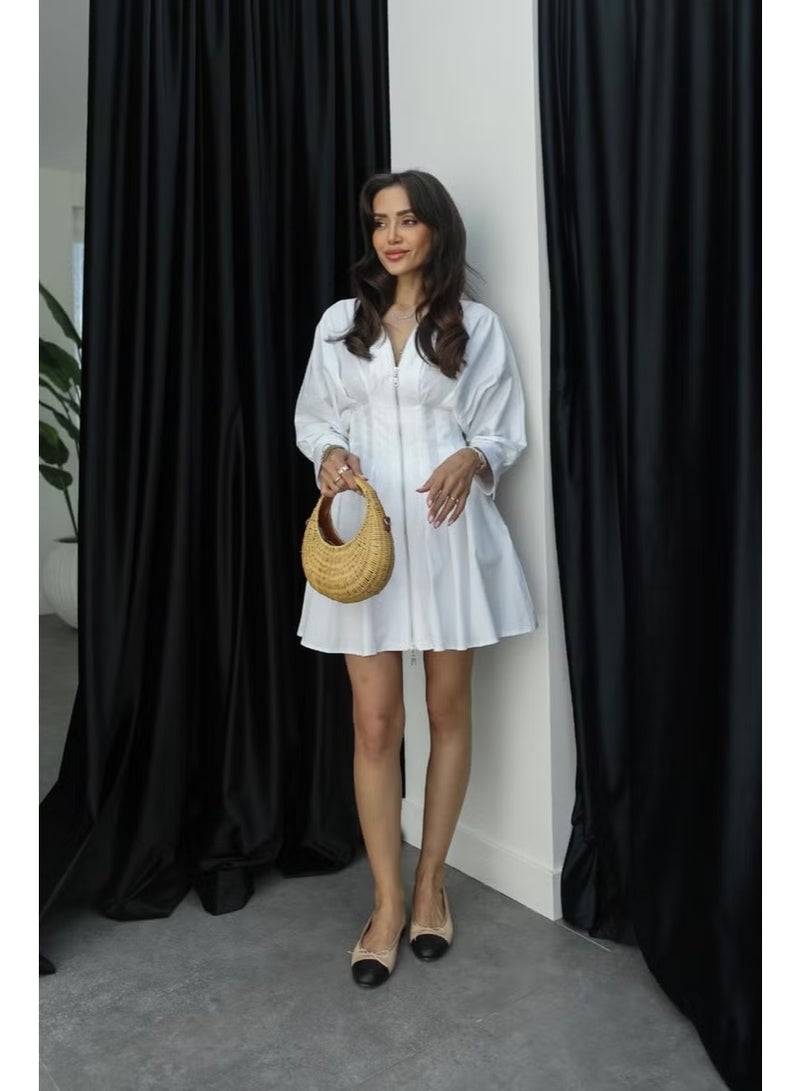 Havos White Darted Zippered Dress - Image 4
